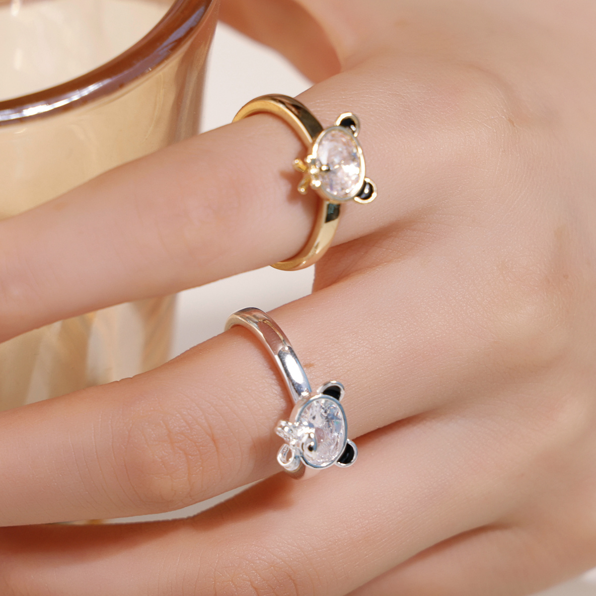 Cartoon Teddy Bear Cute Ring, Dual Color Options